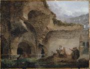 ROBERT, Hubert Washerwomen in the Ruins of the Colosseum painting
